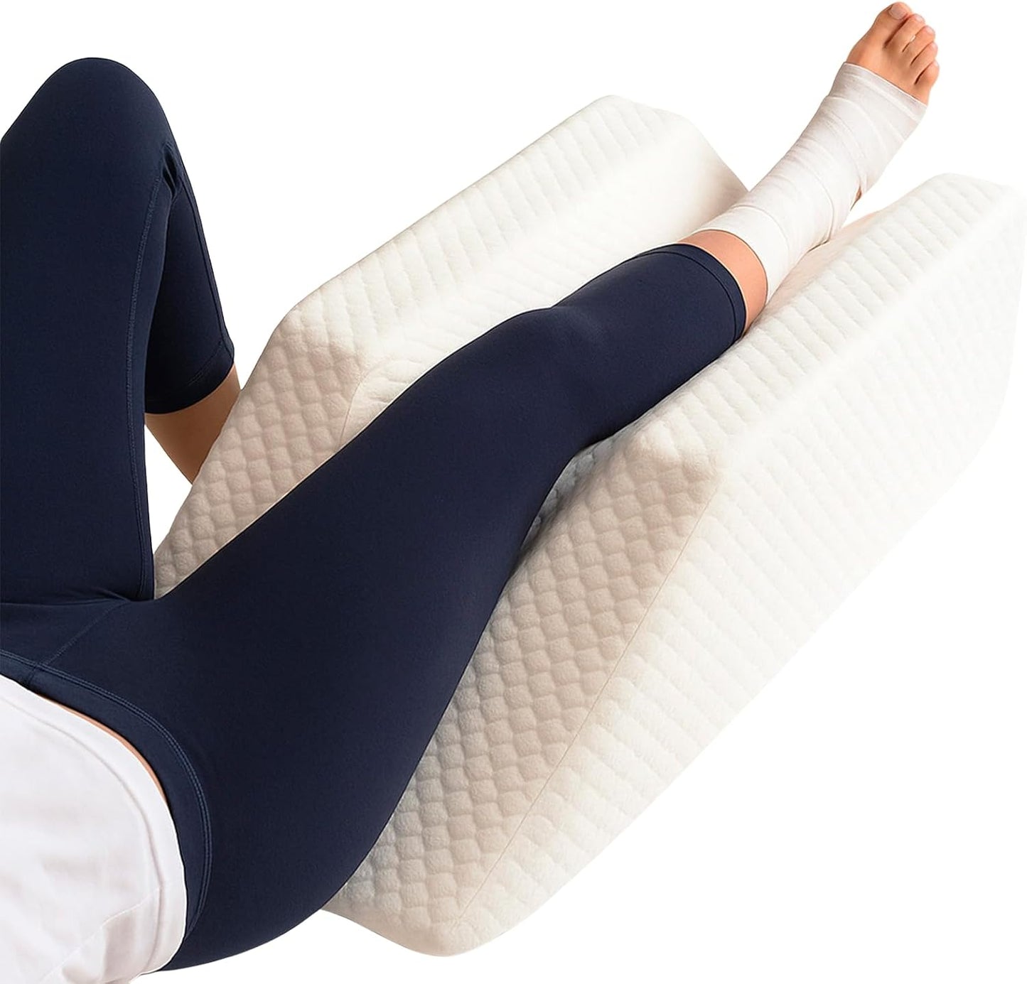 Xtra-Comfort Leg Elevation Pillow- Leg Wedge for Knee, Swelling, Elevation, After Surgery Must Haves - Post Surgery, Knee Pain Relief - Breathable for Knee, Ankle and Foot - Improve Blood Circulation | After Surgery Must Haves - Post Surgery, Knee Pain