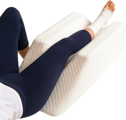 Xtra-Comfort Leg Elevation Pillow- Leg Wedge for Knee, Swelling, Elevation, After Surgery Must Haves - Post Surgery, Knee Pain Relief - Breathable for Knee, Ankle and Foot - Improve Blood Circulation | After Surgery Must Haves - Post Surgery, Knee Pain