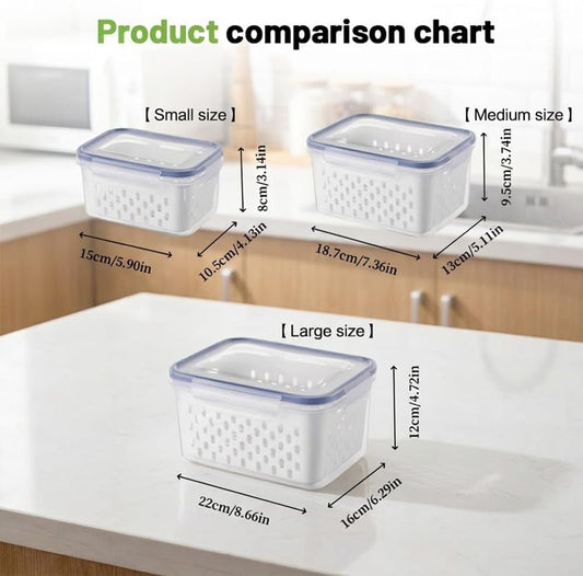 Fruit Storage Containers for Fridge, 2026 New Airtight Produce Storage Containers with Lids, Stackable Refrigerator Organizer Bins for Berries, Vegetables, Lettuce, Grapes (Blue, Small)
