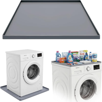 28.7” x 28.7” Washing Machine Drain Pan, Silicone Washer Pan, Black | 2cm Raised Waterproof Edge, Washer and Dryer Mat for Floor Protection, Fits Compact Washers Up to 4.0 Cu.Ft.