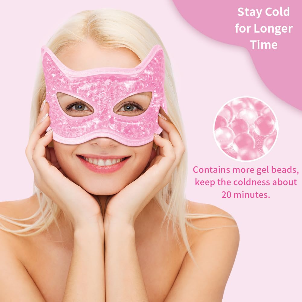 Cooling & Heating Eye Mask - Hot/Cold Use for Puffy Eyes, Headaches, Migraines, Sinus & Dark Circles (2 Packs Blue)