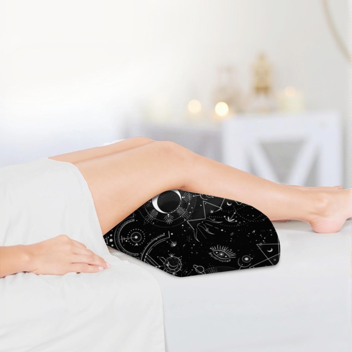 Knee Pillow for Back Sleeping – Half Moon Bolster Pillow for Legs,Under Knee While Sleeping Support, Leg & Back Pain Relief (21.5x9x5 Inches),Machine Washable Cover