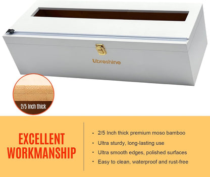 Bamboo 18 Inch Commercial Plastic Wrap Dispenser with Cutter | Bamboo paper roll cutter with low-noise roller; fits up to 3000ft food service film, 500–1000ft foil and select paper rolls