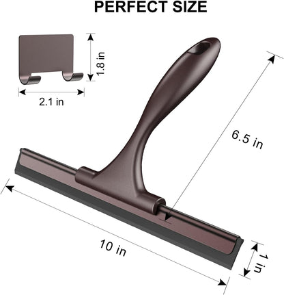 SetSail Squeegee for Shower Glass Door, 10 Inches, Black | Stainless Steel Shower Squeegee for Glass Doors, All-Purpose Window Squeegee for Shower Mirror Bathroom Car Window Cleaning