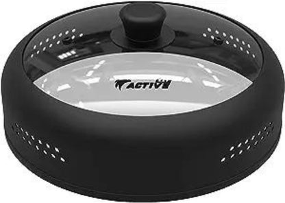 Microwave Cover for Food, Silicone and Glass Splatter Guard Lid for 6–7–8–9-10-11-12 inch Plates & Bowls. By EZY ACTIVE (Gray)