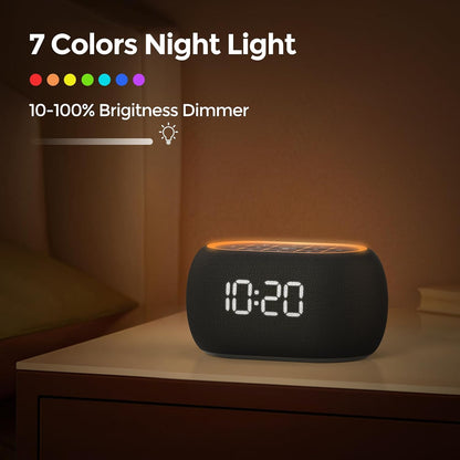 ANJANK White Noise Sound Machine Alarm Clock with Hi-Fi Bluetooth Speaker, 21 Soothing Sounds/7 Night Lights, 0-100% Dimmer/Sleep Timer/Volume Control, Soother for Adults Kids Sleeping, Bedroom, White