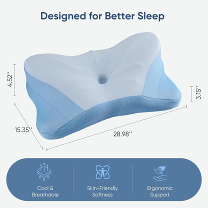 Sweetcrispy Cervical Pillow for Neck Pain Relief, Cooling Memory Foam