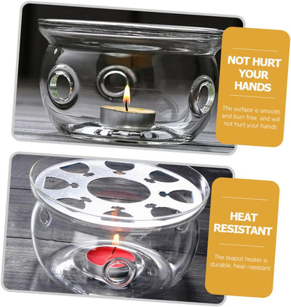 KICHOUSE Glass Teapot Warmer Base High Borosilicate Glass Desktop Tea Warmer for Home and Office Lightweight and Sturdy for Tea Lovers