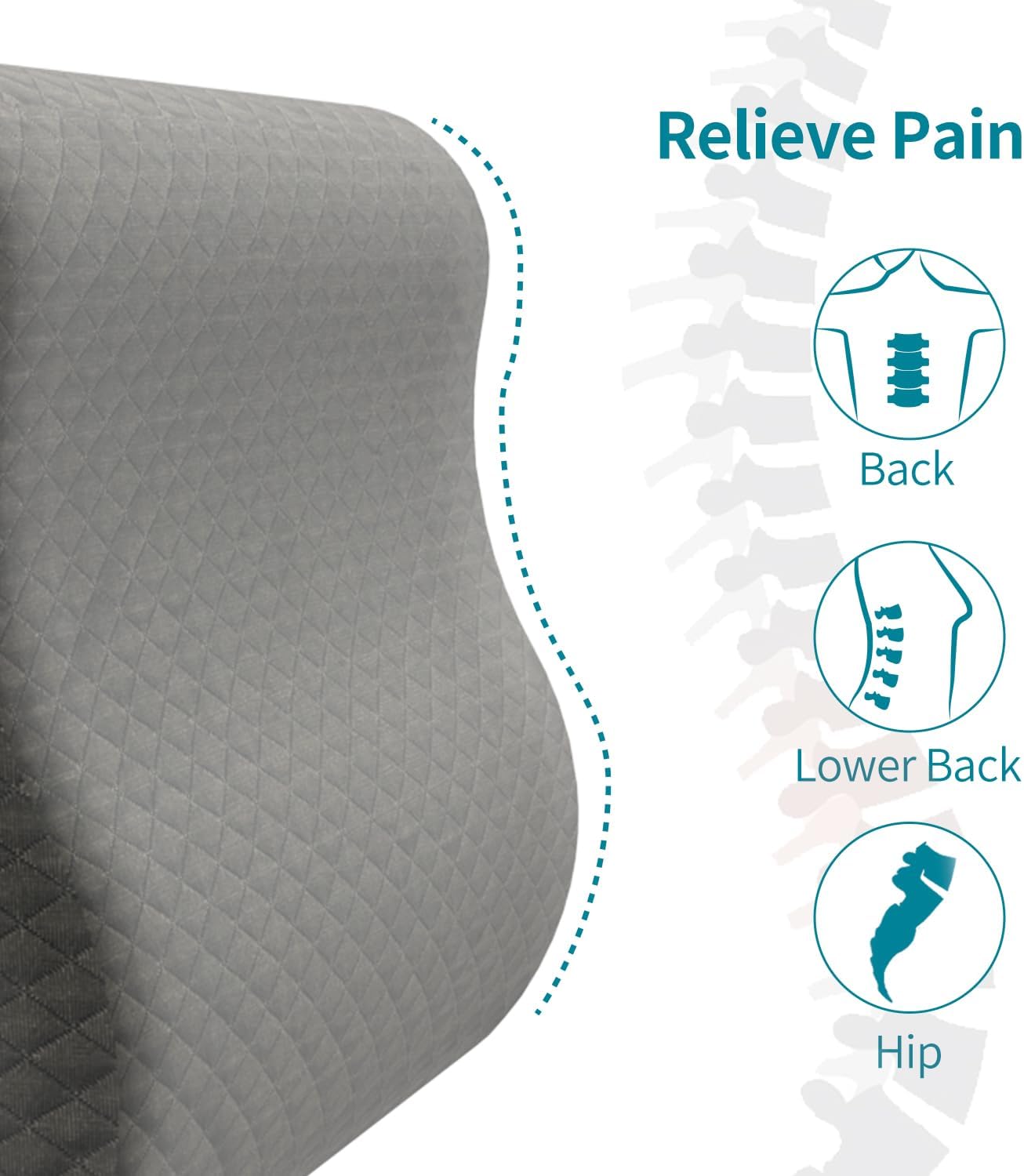 Lumbar Support Pillow for Recliner - Backrest for relieving lower back pain | Couch Cushion with Gel Memory Foam & High-density Foam, for Sofa, Accent Chair & Armchair, adjustable straps & washable cover