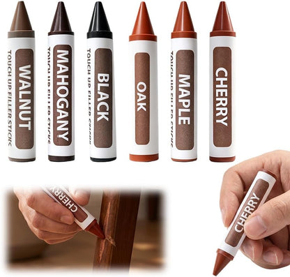 Furniture Scratch Repair Wax Crayons, 2026 New Wood Furniture Markers Touch Up for Scratches, Multifunctional Furniture Pens for Touch Up Wood Portable Wood Floor Repair Kit (6)