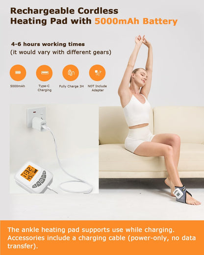 Cordless Leg Massager for Circulation and Pain Relief - 5000mAh Portable Heating Pad for Leg and Calf with 3-Level Vibration Massage, 104-140℉ Adjustable Temperature & 30/45/60 Min Timer