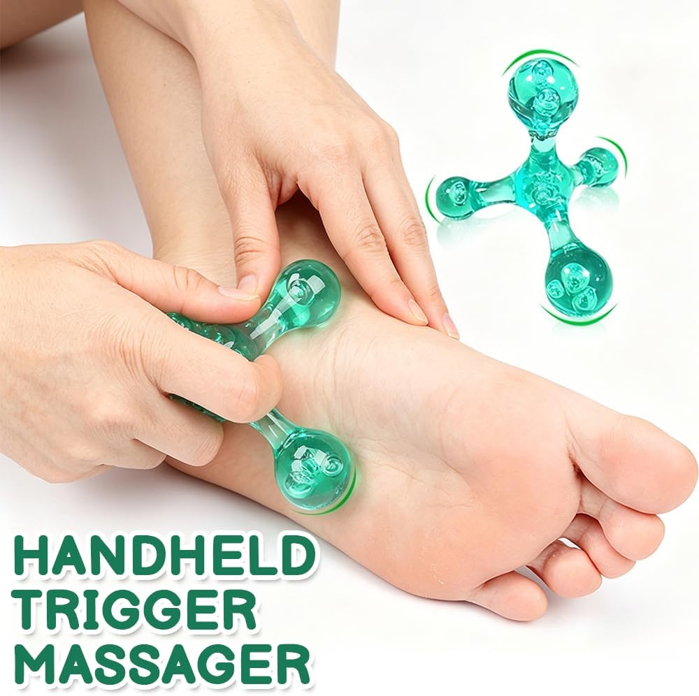 Triangle Relief Massage Ball, Mini Crystal Handheld Trigger Massager, Deep Muscle Tissue Palm Pressure Point Massage Tool, for Neck Shoulder Back Muscle Pain Relief, Transparent Green
