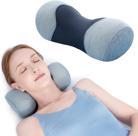 Cervical Neck Roll Traction Pillow ,Neck Shoulder Muscle Relaxer ,Cervical Spine Alignment & Tension Relief & No More Neck Pain &Breathable Pillowcase, Memory Foam, for Bed, Legs, Back and Yoga