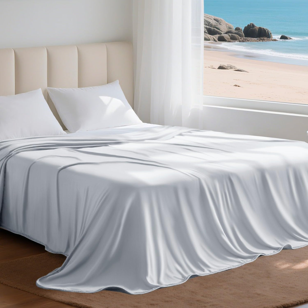 Cooling Blanket Queen Size for Hot Sleepers, Q-Max >0.4, 90 x 90 Inch, Grey