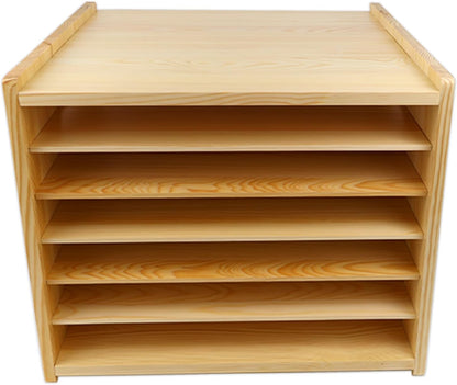 6 Tier Wood Cabinet Vertical Tray Dividers, 16.73in x14.13in x12.4in | Wooden Organizer For Sheets, for Cookie Sheet, Baking Trays, Cutting Board, Pans, for Organizing Cabinets, 5Y Warranty