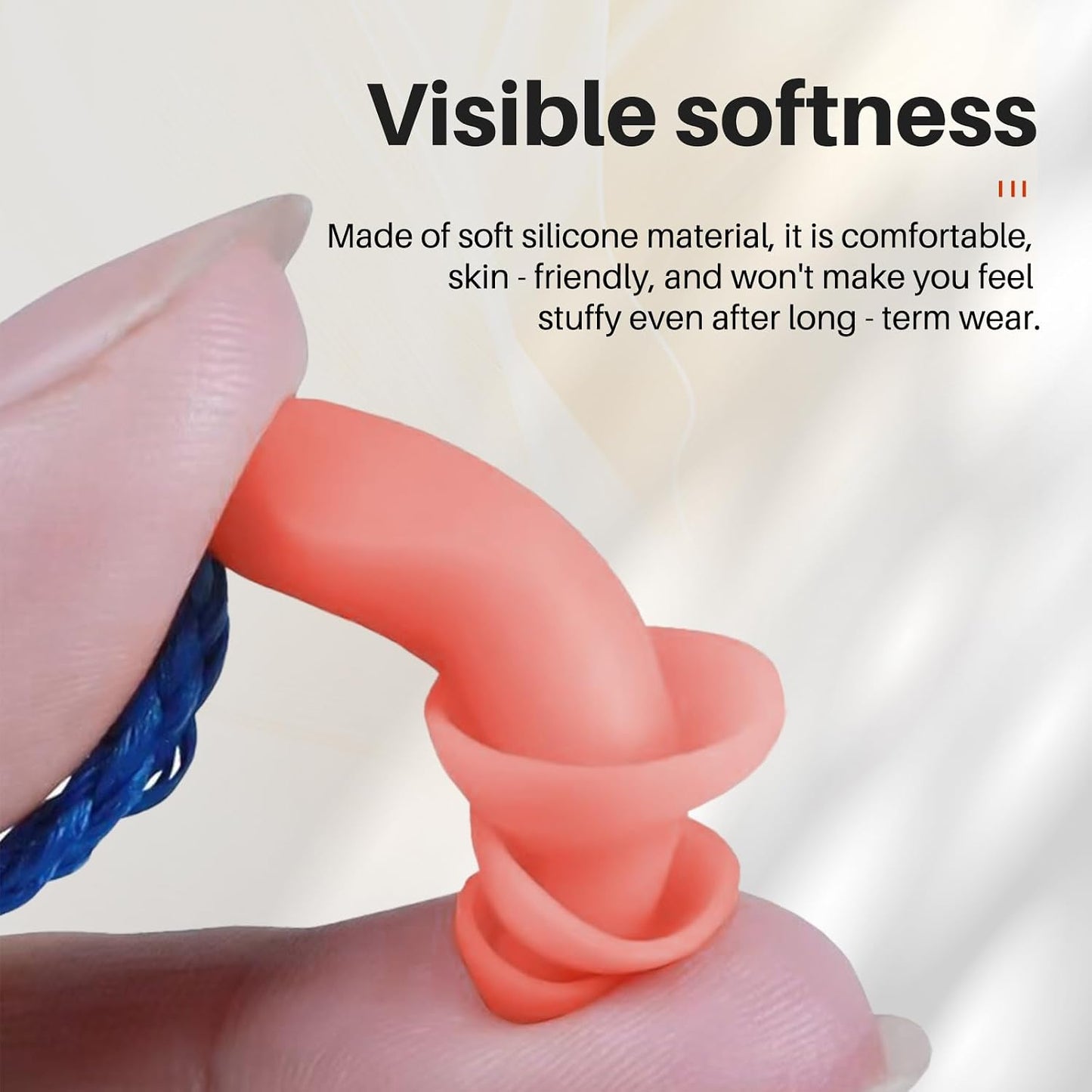 Silicone Corded Ear Plugs, 100 Pairs, SNR 32dB, Orange | Reusable noise reduction earplugs with string. Individually wrapped. For work, construction sites & industrial use.
