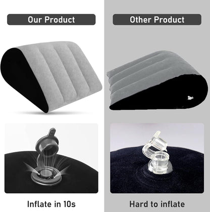 Prosixtoy Portable Wedge Pillow Inflatable Cushion - Body Positioners Lightweight Wedge Pillow for Sleeping, Leg Elevation, Use in Bed, Travel, Camping, Fast Inflating Deflation (Grey)