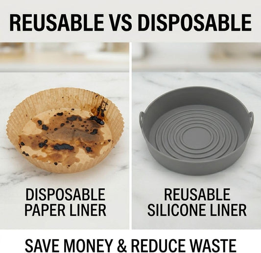 Reusable Silicone Air Fryer Liners 2 Pack, 7 & 8 Inch Nonstick Basket | Heat Resistant • Dishwasher Safe • Reusable Silicone • Fits 7 & 8 Inch Baskets • For Baking, Roasting & Air Frying