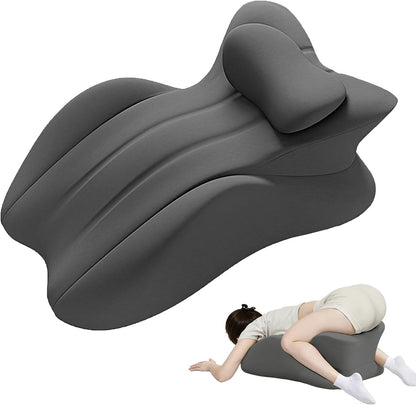 Memory Foam Wedge Pillow, 27° Angled Ergonomic Contoured Intimacy Couples Positioning Pillow for Reading, Back & Neck Support, Multi-Functional Body Support Cushion with Removable Cover