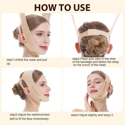 V-Line Lifting Mask, Chin Strap for Sleeping, Jawline Wrap, Medium, Pink