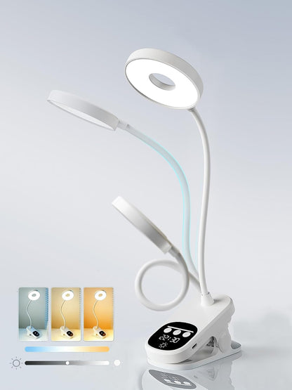 Clip On Desk Lamp Wireless 6000mAh Rechargeable LED Reading Light 3 Colors | Clip-On Light Works As Desk Lamp, Bed Headboard Light, Dorm Study Lamp And Book Light; Fits Home, Office,Camping & More