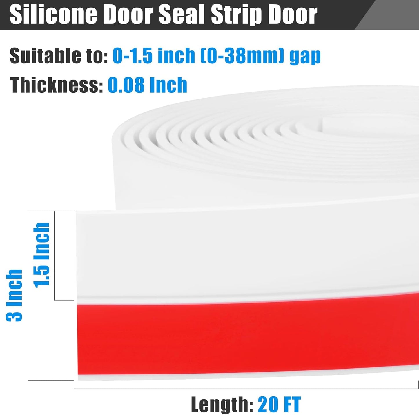 Draft Seal Tape for Doors and Windows 2 in x 20 Ft Silicone Weather Stripping Extra Thick 2mm Door Seal Strip with Strong Adhesive Draft Insulation Stopper Side Seal - Clear