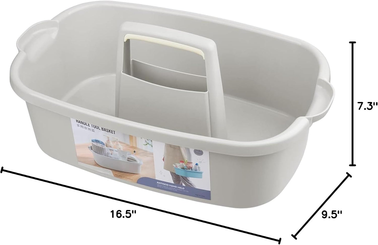 JiatuA Large Cleaning Supplies Caddy Portable Shower Caddy Basket Dark Gray | Sturdy Supply Organizer with Handle Plastic Bucket Tool Storage for Bathroom Bedroom Kitchen Garden College Dorm Essentials