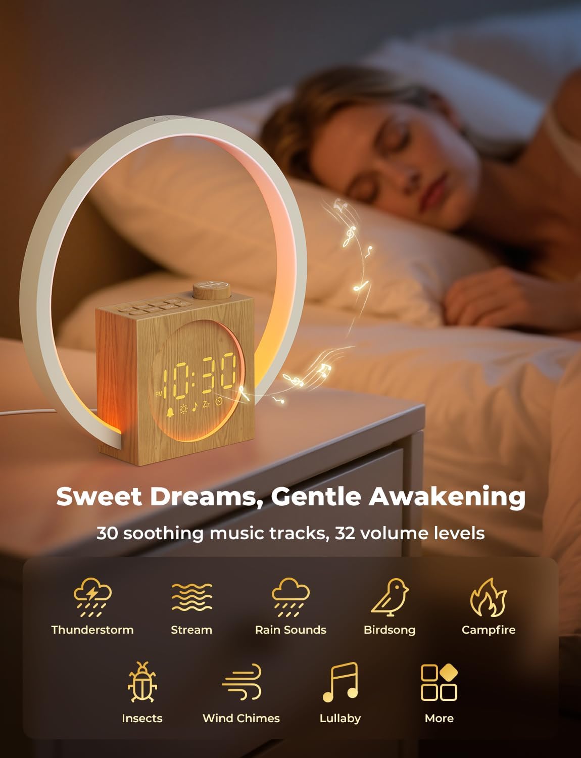 LIORQUE Wake Up Light Sunrise Alarm Clock for Bedrooms with Touch Control