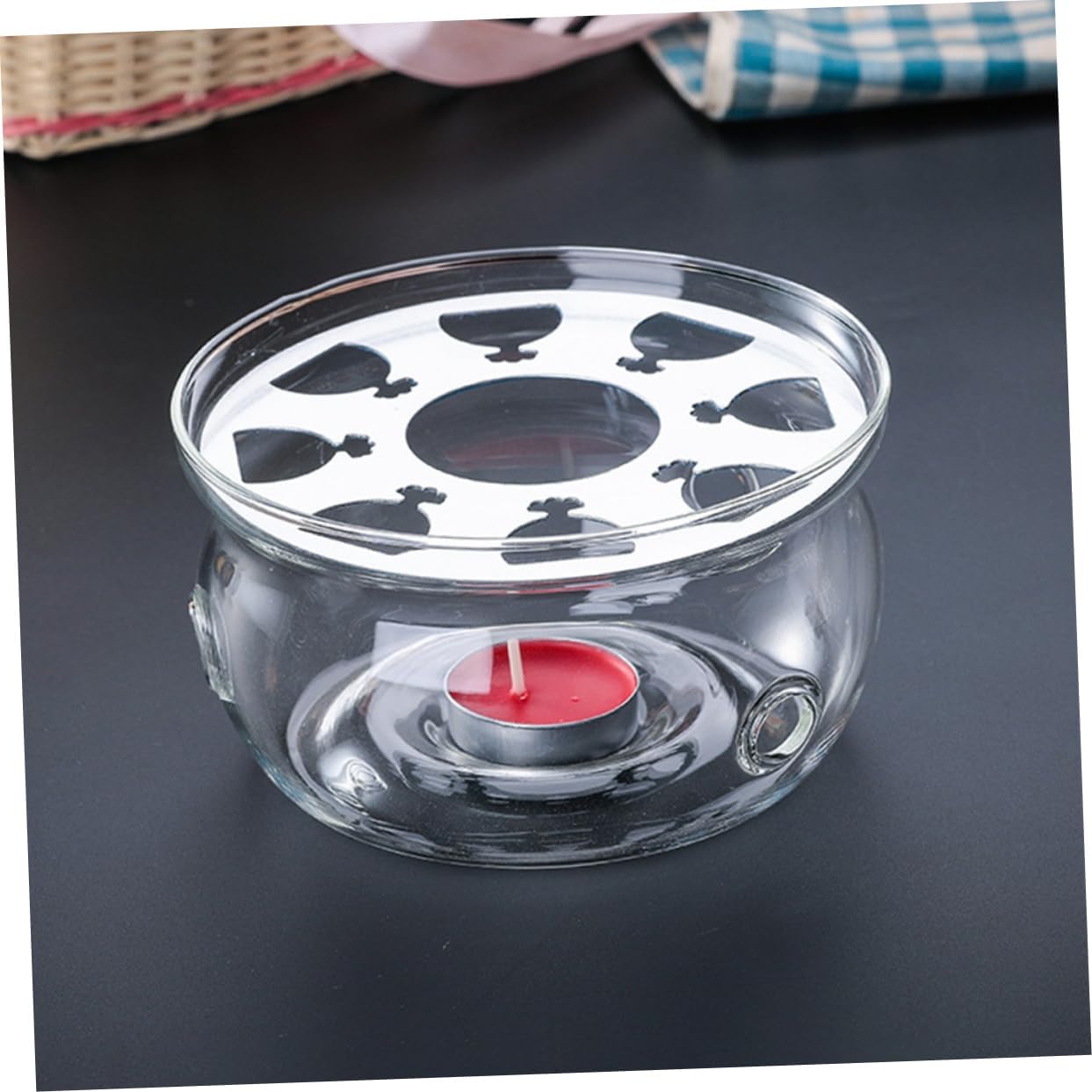 Glass Teapot Warmer with Heating Base Practical Desktop Tea Warmer for Home Use Convenient for Warming Tea and Food Compact Design for