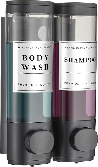 Shampoo and Conditioner Dispenser,Shower Soap Dispenser 3 Chamber No Drill Wall-Mounted Shampoo Dispenser for Shower Wall Mounted Shower Dispenser for Bathroom Hotel Large Capacity,Black