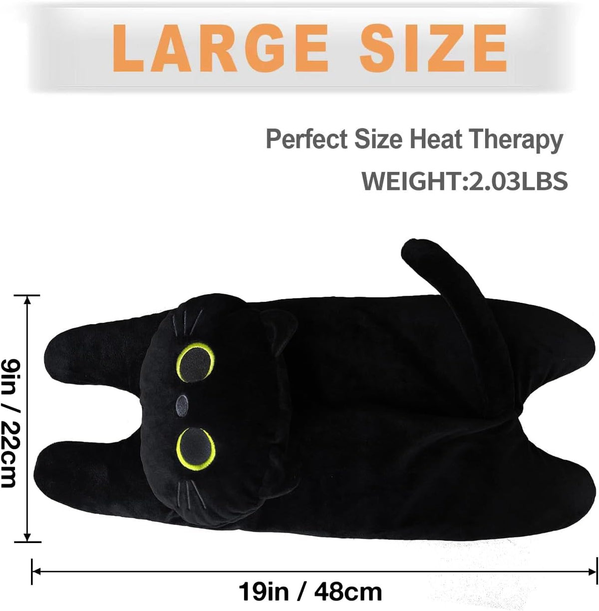 Microwave Heating Pad for Pain Relief, 17" x 9" Microwavable Heating Pads for Cramps, Back Pain, Neck Shoulder, Muscles, Knee, Joints, Natural Heat Pack Moist Heat, Black Cat