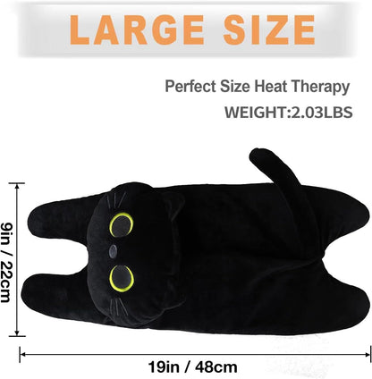 Microwave Heating Pad for Pain Relief, 17" x 9" Microwavable Heating Pads for Cramps, Back Pain, Neck Shoulder, Muscles, Knee, Joints, Natural Heat Pack Moist Heat, Black Cat