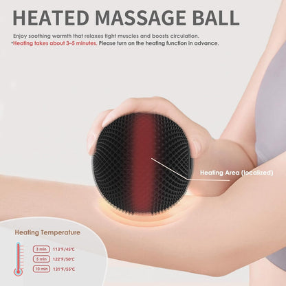 Heating Vibrating Massage Ball with 7 Modes & Memory Function for Myofascial Release, Deep Tissue and Trigger Point Muscle Therapy - Targets Back, Hip, Leg, Neck & Foot (Black)