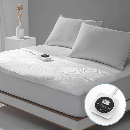 Foot Queen Size Electric Heated Mattress Pad - Foot Warmer for Bed with Memory & Preheat Functions, 12 Heat Settings Single Control for 1-12 Hours Auto Off, Lighted Button