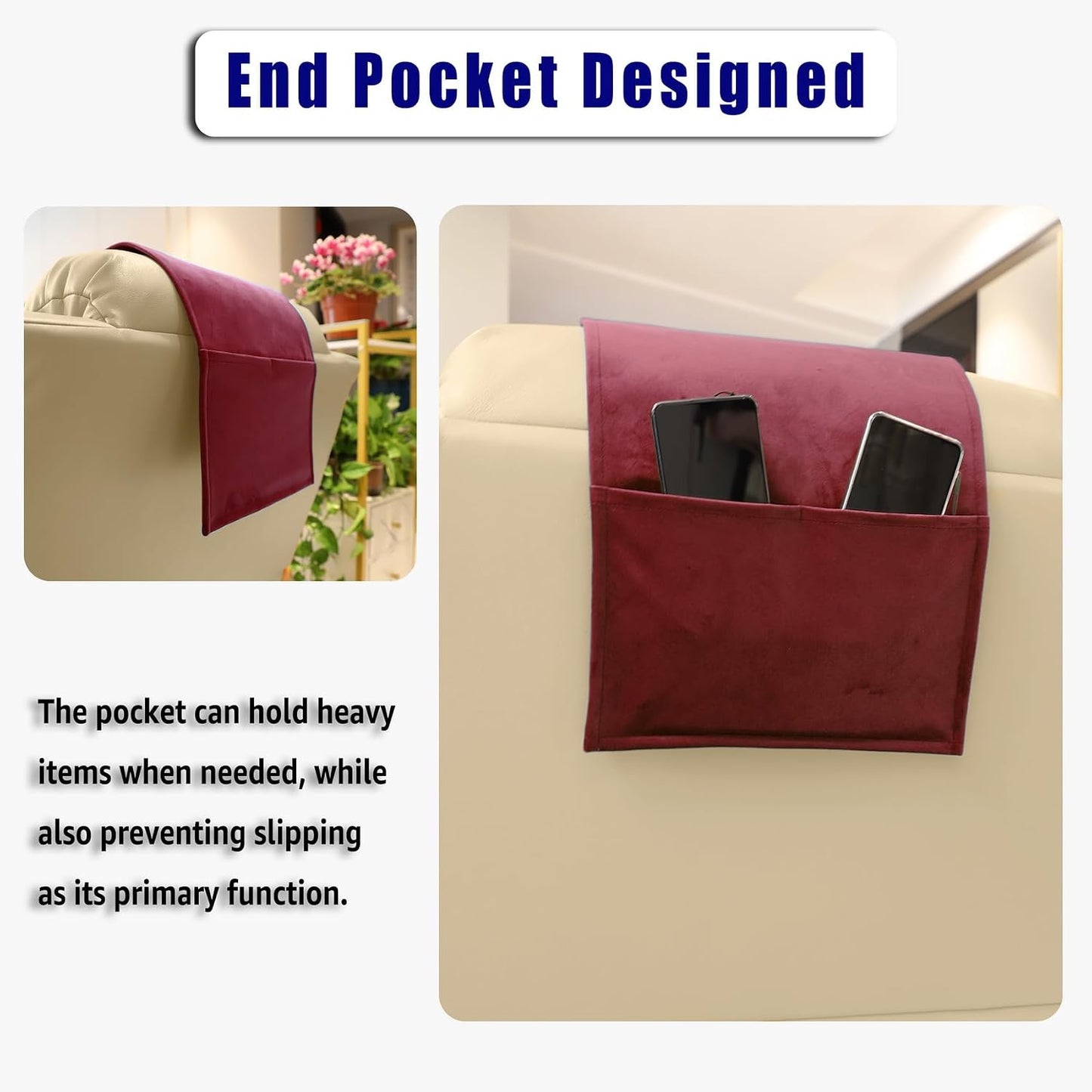 Adjustable Headrest Pillow for Recliners and Armchairs - Non-Slip Velvet Cushion for Neck Support and Pain Relief (Gray)