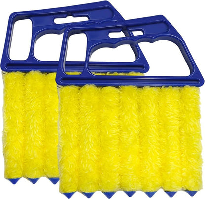 DXNQ 2 PCS Blind Cleaner Duster Tool, Window Venetian Hand-held 7 Finger Dusting Cleaner Brush, Blinds Cleaning Brush Tool for Window Shutters Air Conditioner, Car Accessories (Blue+Green)