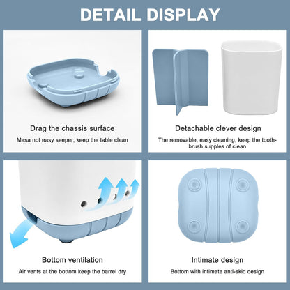 Toothbrush Holder for Bathroom,Plastic Detachable for Easy Cleaning Multi-Functional Storage,3 Slots Anti-Slip Electric Toothbrush and Toothpaste Organizer Caddy for Bathroom Vanity,Countertop (Grey)