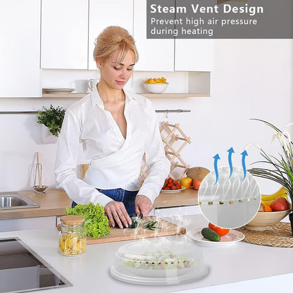 LEAL 2PK Microwave Splatter Cover 10.5” Clear Microwave Food Cover, BPA-Free Dishwasher Safe Microwave Plate Cover with Steam Vents, Reusable Splatter Guard for Kitchen Heating