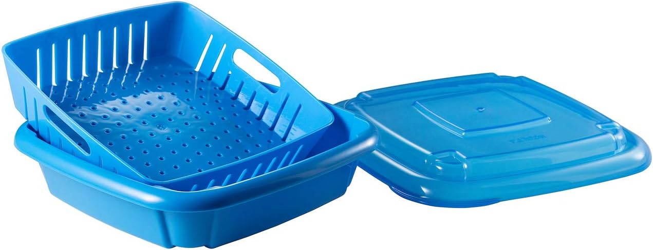 Hutzler 3-in-1 Bitty Box Berry Keeper, Berry Colander & Saver Container, 9oz / 1 Cup Capacity, Blue