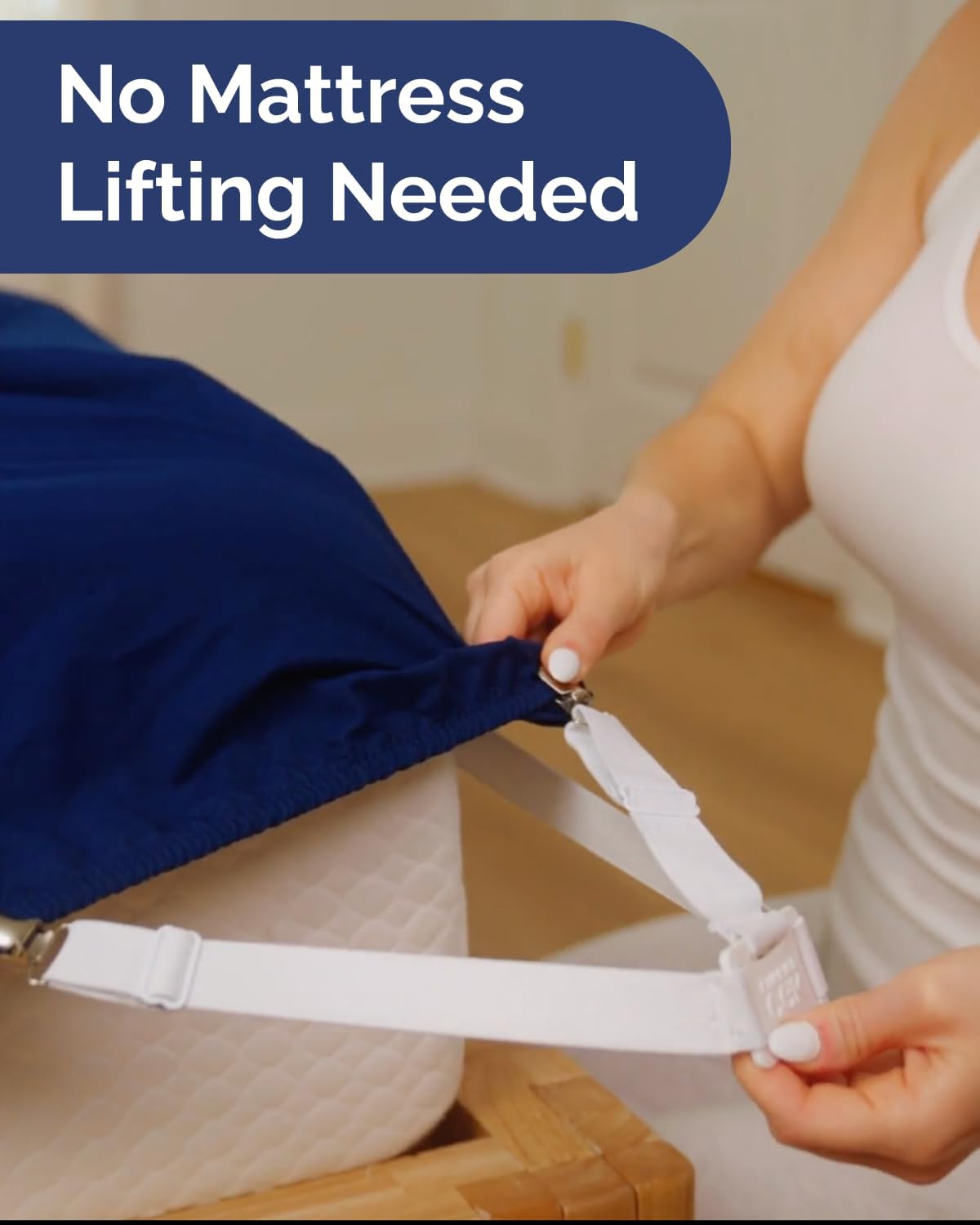Bed Sheet Holders - Adjustable Elastic Fasteners with Metal Clips