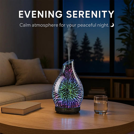 Glass Essential Oil Diffuser for Home, 120ML, 7 Color Lights