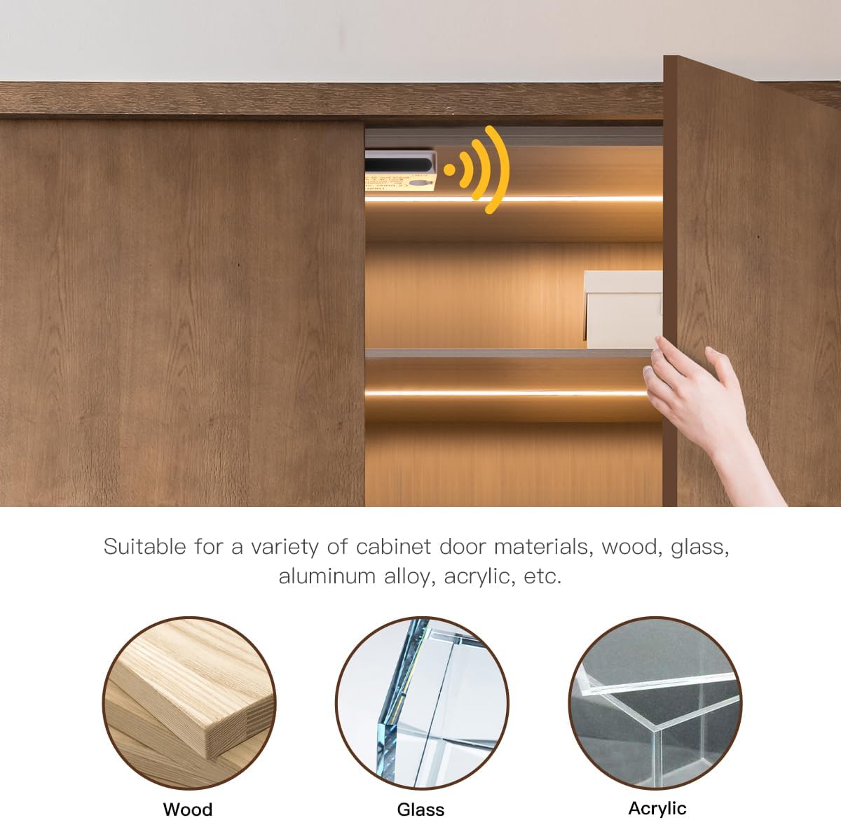 COB LED Strip Lights 12V,6-in-1 Door Sensor Control Under Cabinet Lighting Kit with 60W Adapter 6.56Ft Flexible LED Tape Light for DIY Wardrobe, Shoe Racks, Display Cabinets, Kitchen Cabinets