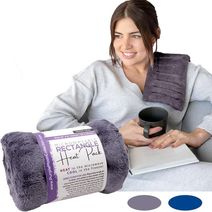 Purple Moon Collection - Microwavable Heating Pad for Neck & Shoulders - 6x16, Gray - Flaxseed Heat Pack - Weighted Hot & Cold Therapy Compress Wrap for Pain Relief, Menstrual Cramps, Sore Muscles