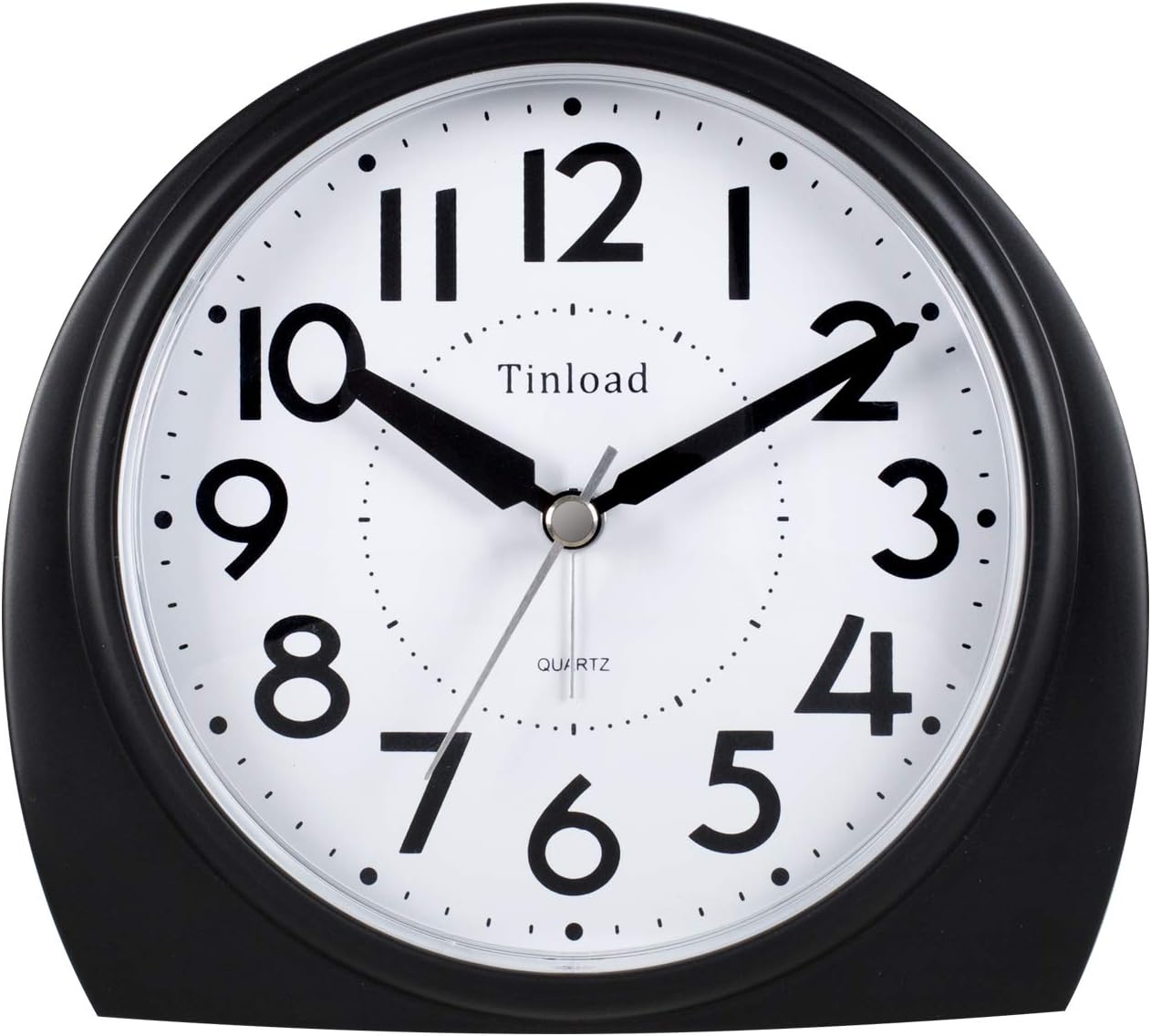 Tinload 5.5" Large Analog Alarm Clock Silent Non Ticking, Gentle Wake, Beep Sounds, Increasing Volume, Battery Operated Snooze and Manual Light, Easy Set