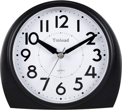 Tinload 5.5" Large Analog Alarm Clock Silent Non Ticking, Gentle Wake, Beep Sounds, Increasing Volume, Battery Operated Snooze and Manual Light, Easy Set