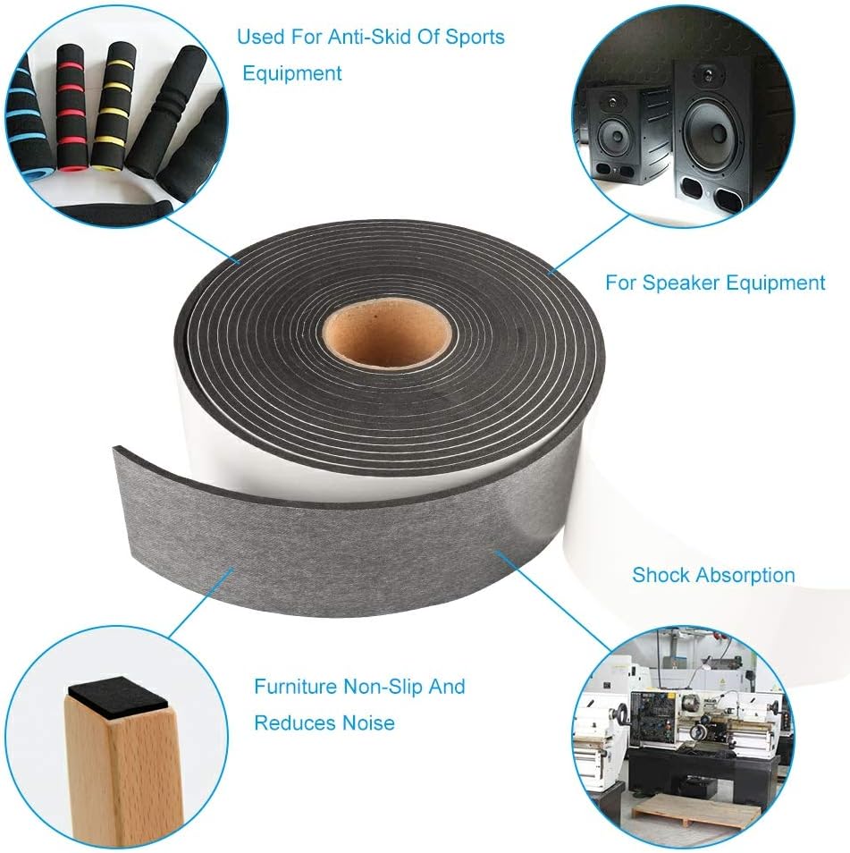 2 Rolls Foam Seal Tape for Door Window Insulation, Soundproof and Shockproof Foam Adhensive Strip, 3/8" Wx3/16 T Single Sided Foam Tape, Cold Air and Draft Closed Cell Seal Strip,Total 32FT