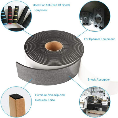 2 Rolls Foam Seal Tape for Door Window Insulation, Soundproof and Shockproof Foam Adhensive Strip, 3/8" Wx3/16 T Single Sided Foam Tape, Cold Air and Draft Closed Cell Seal Strip,Total 32FT