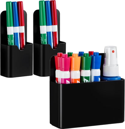 2 Pack Magnetic Pen Holder Cup for Whiteboard, Classroom Supplies | Plastic Magnetic Dry Erase Marker Holder for Refrigerator Fridge, Pencil Cup for School, Locker Accessories Organizer-White