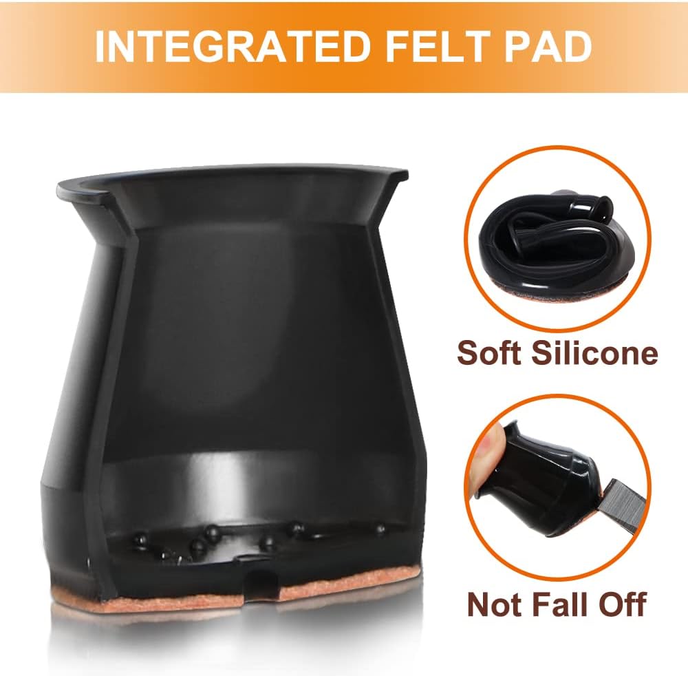 VIUME 24 Pcs Chair Leg Floor Protectors for Hardwood Floors Round | Silicone Covers Felt Pads Furniture Leg Caps Anti-Scratch Reduce Noise Fit (1-5/16" to 2")