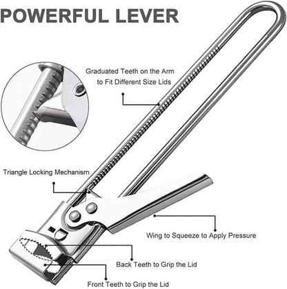 Master Jar & Bottle Opener,Adjustable Multifunctional Stainless Steel Can Opener Jar Lid Gripper,Manual,Kitchen Accessories（Silver）